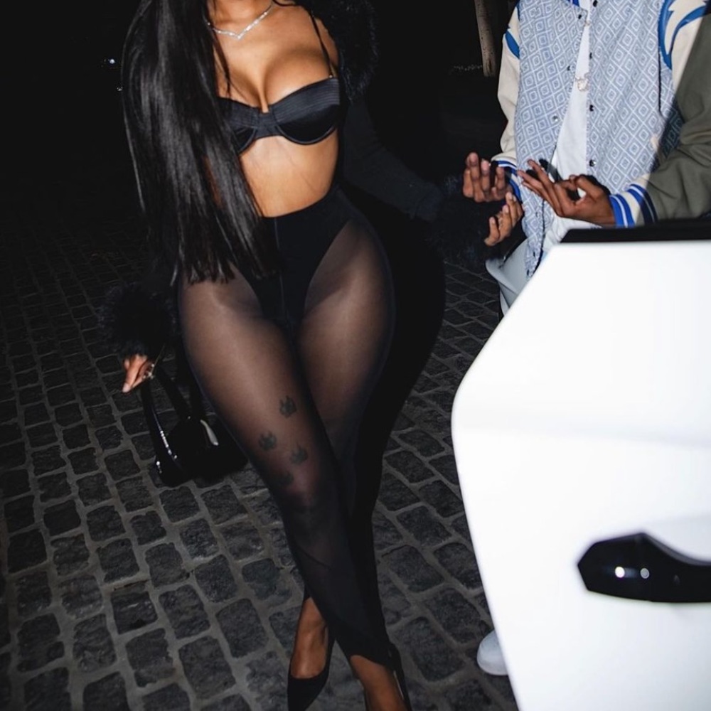 Mugler X Wolford mesh velvet panel stirrup legging pants size medium - Picture 12 of 13